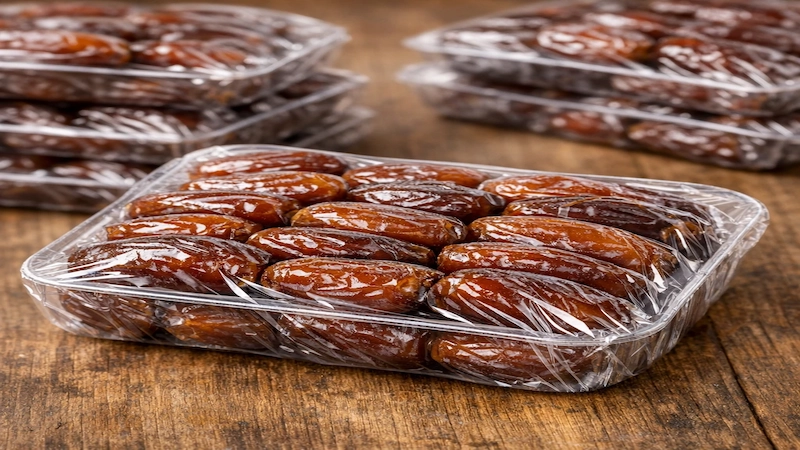 بسته بندی خرما با دستگاه شیرینگ پک_افرا صنعت توس